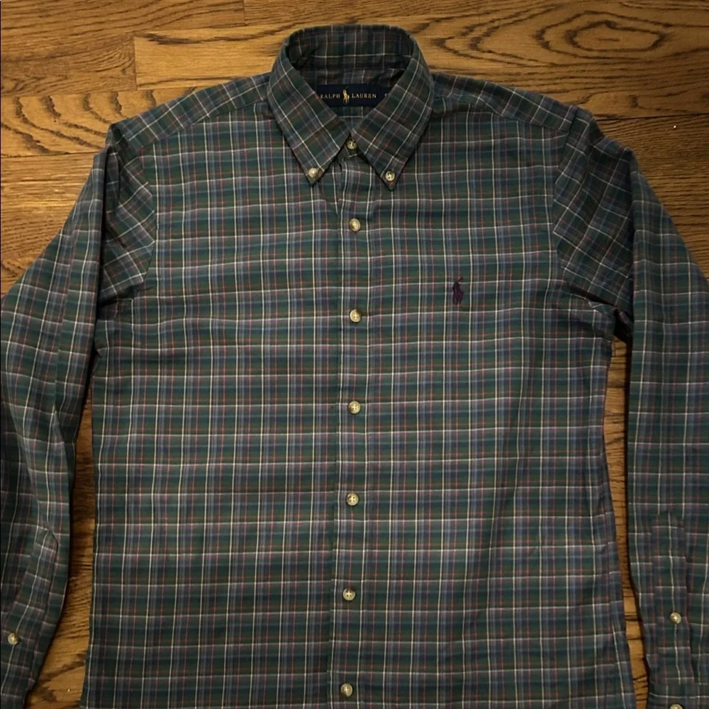 Polo Ralph Lauren Navy and Green Plaid Shirt